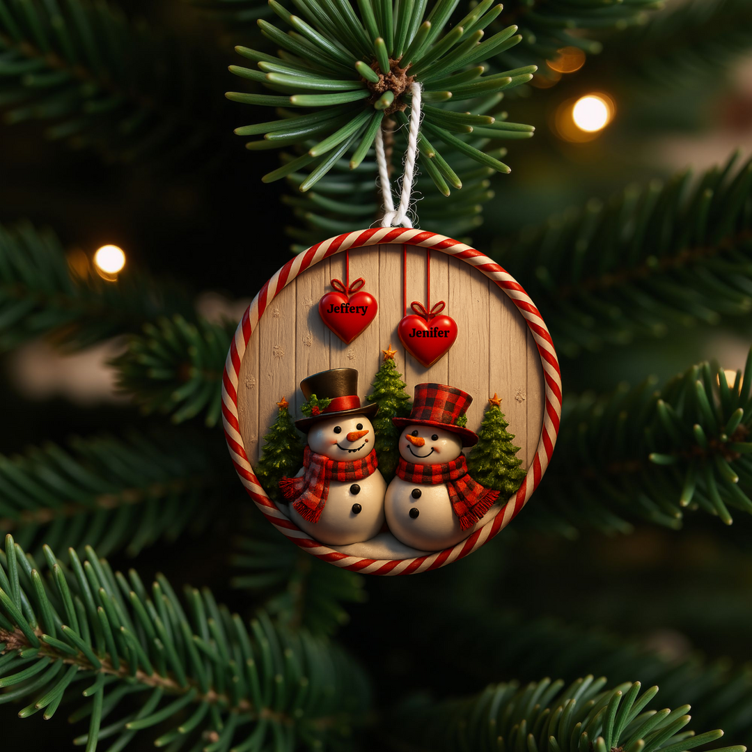 Personalized Snowman Ceramic Ornament - Festive Holiday Decor,3d effect
