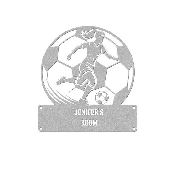 Personalized Soccer Player Metal Wall Art - Custom Sign