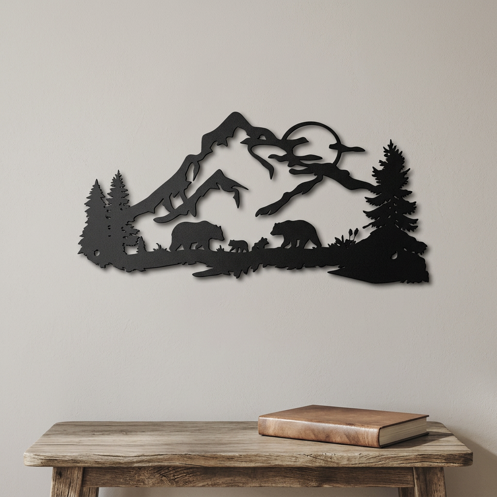 Bear mountain scene in a quieter cabin den