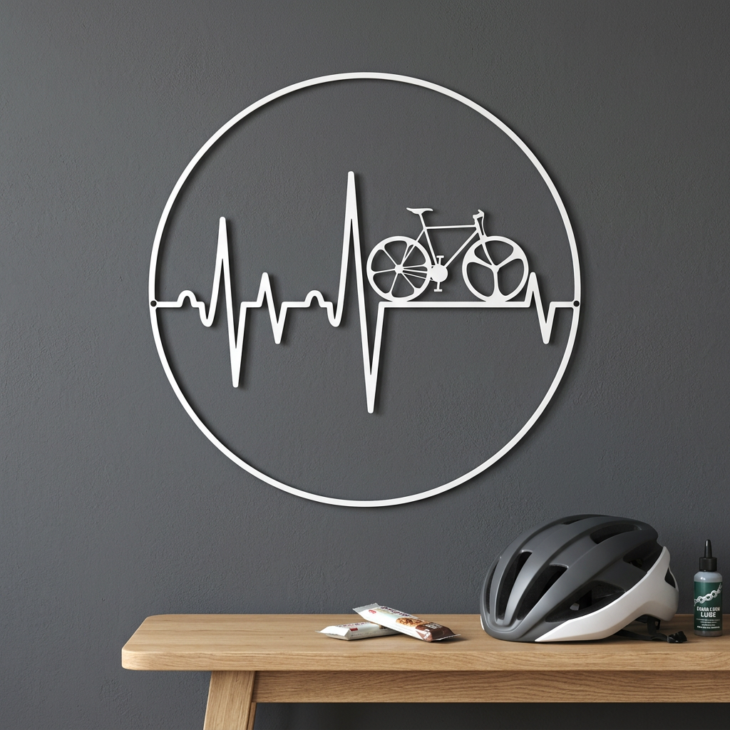 Bike Love heartbeat sign in a simple cycling nook