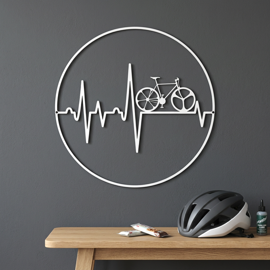 Bike Love heartbeat sign in a simple cycling nook