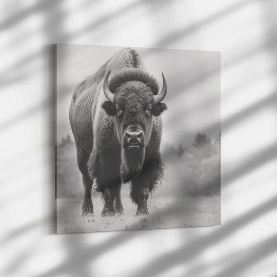 black and white square canvas, featureing bison - Tailored Wall ExpressionsCanvas139002