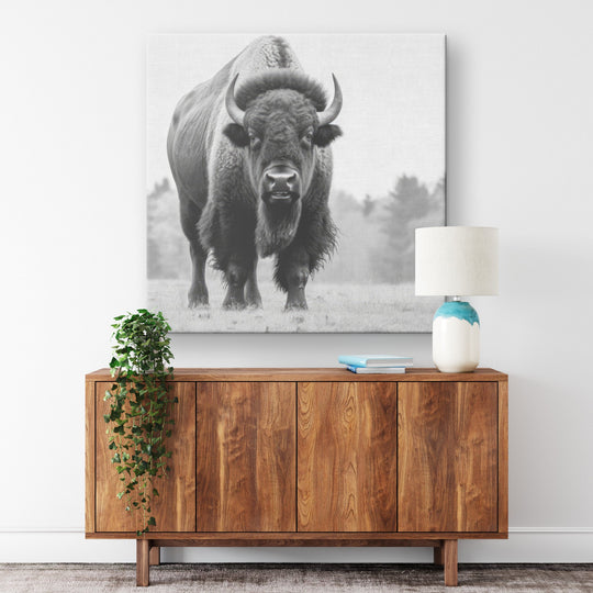 black and white square canvas, featureing bison - Tailored Wall ExpressionsCanvas139002