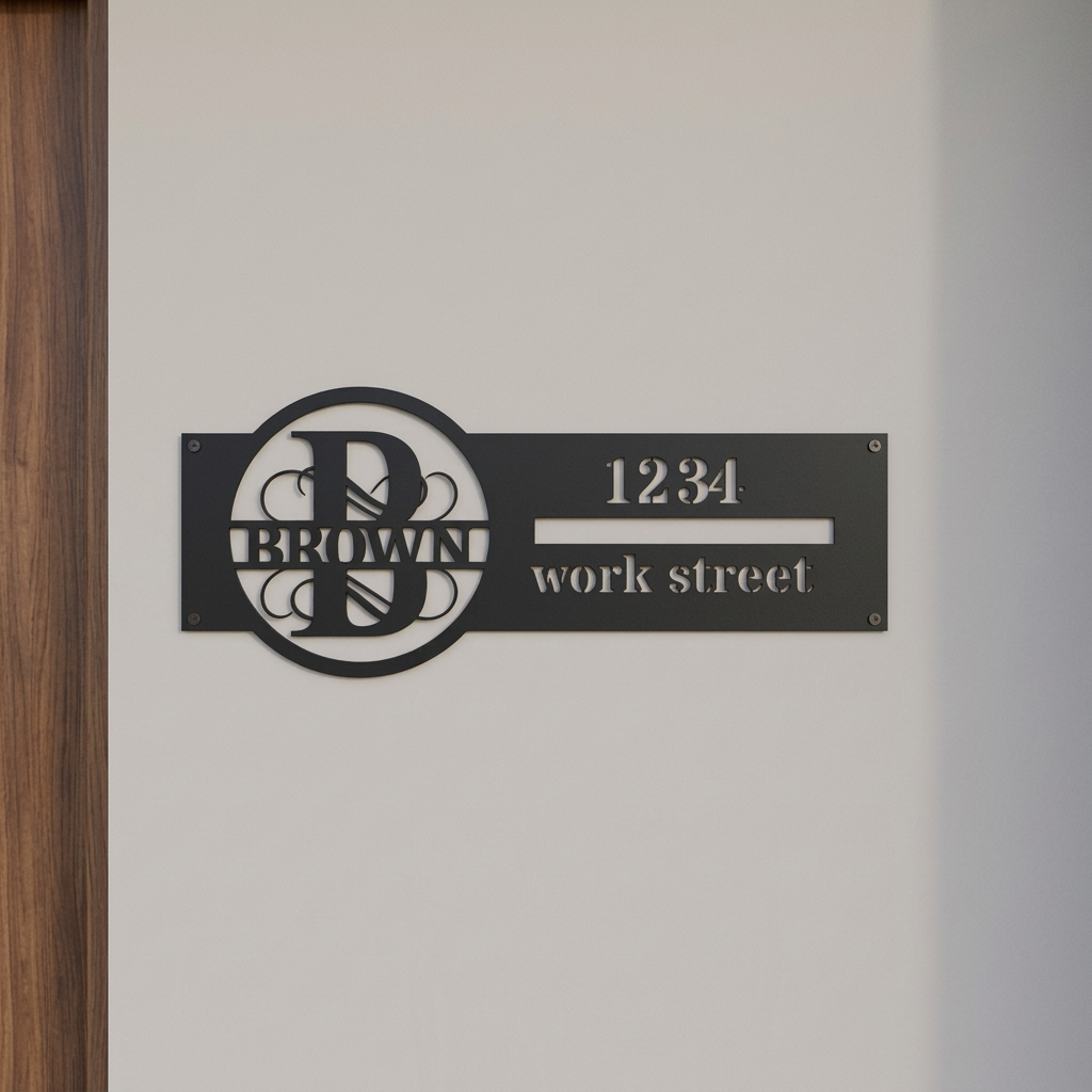 Black B address sign