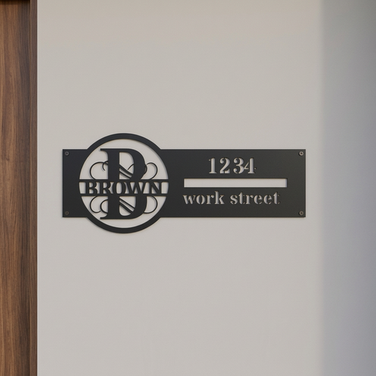 Black B address sign
