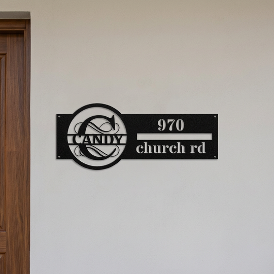 Black C address sign