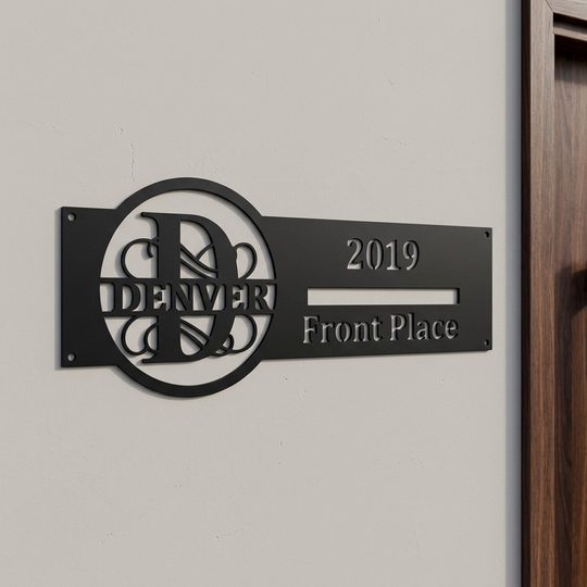 Black D address sign