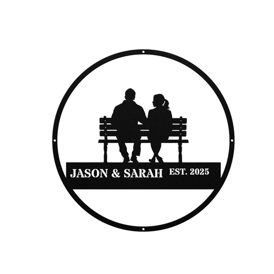 romantic couple on park bench, valentine ,anniversary, Wedding gift, engagement