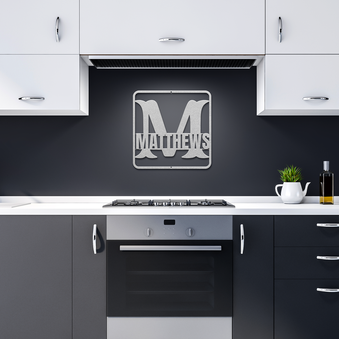 Custom Monogram Personalized  M Family Name Sign, Modern Home Decor, Indoor & Outdoor Decor, Elegant Steel Wall Accent, Housewarming Gift