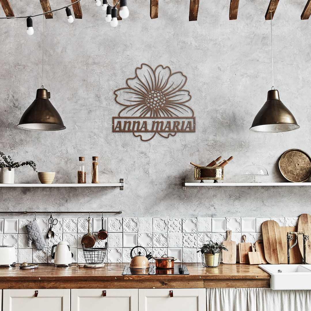 Personalized Steel Flower Metal Wall Art - Indoor/Outdoor