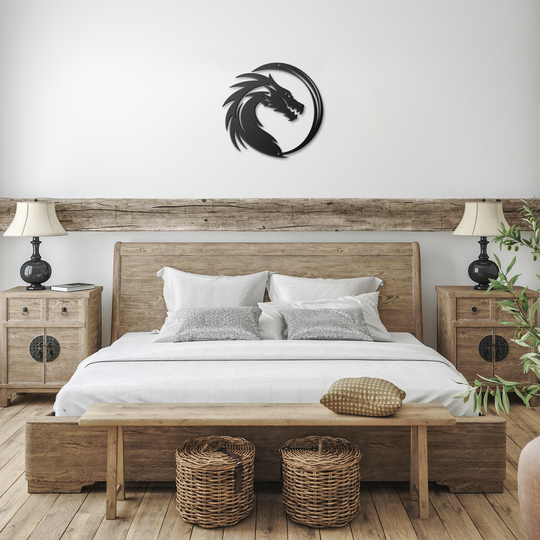 Dragon Head Silhouette Metal Signs, Medieval wall art