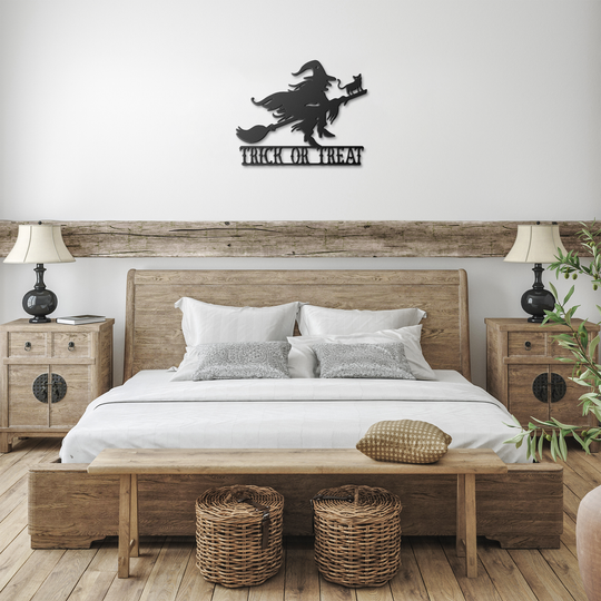 Halloween Witch Trick or Treat Metal Wall Sign