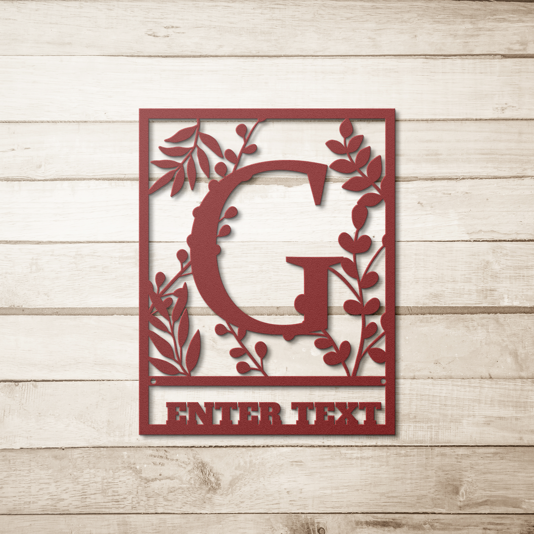 Die-Cut Metal Signs Floral monogram G