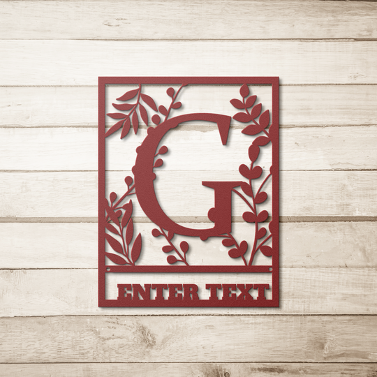 Die-Cut Metal Signs Floral monogram G