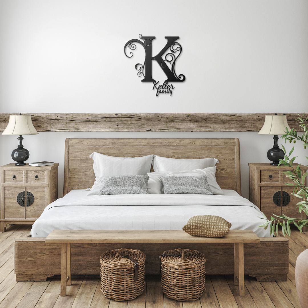 K monogram Personalized Metal Sign - Family Name Wall Art