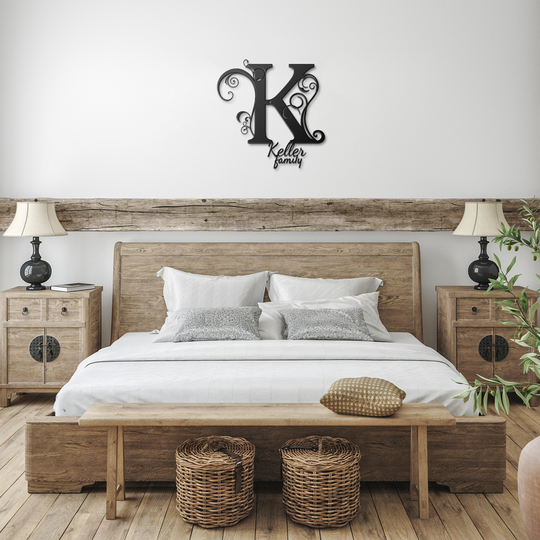 K monogram Personalized Metal Sign - Family Name Wall Art