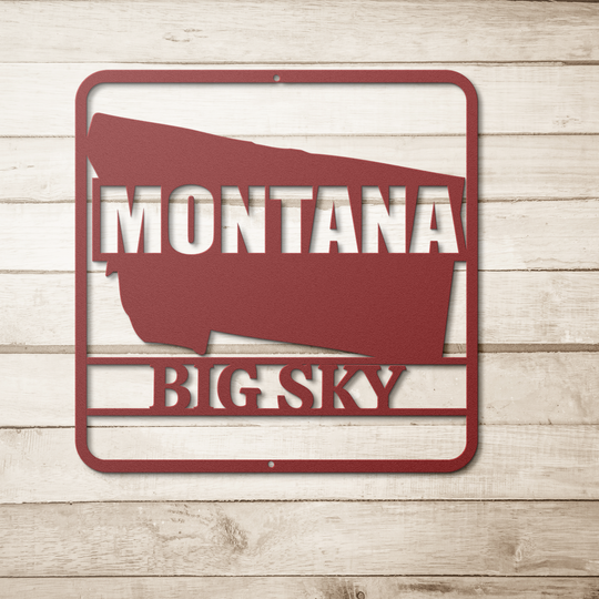 Die-Cut Metal Signs custom map of Montana PERSONALIZED