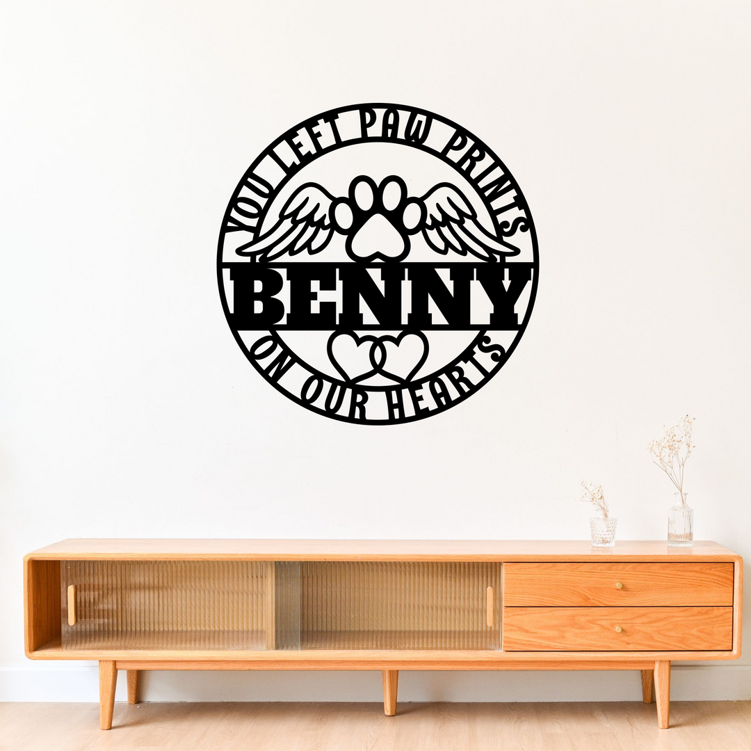 Pet Memorial Sign with Angel Wings and Paw Print/personalized