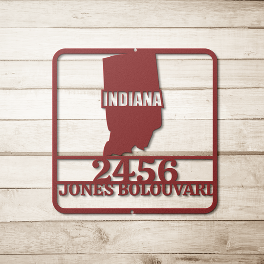 Personalized die cut custom metal state map of Indiana