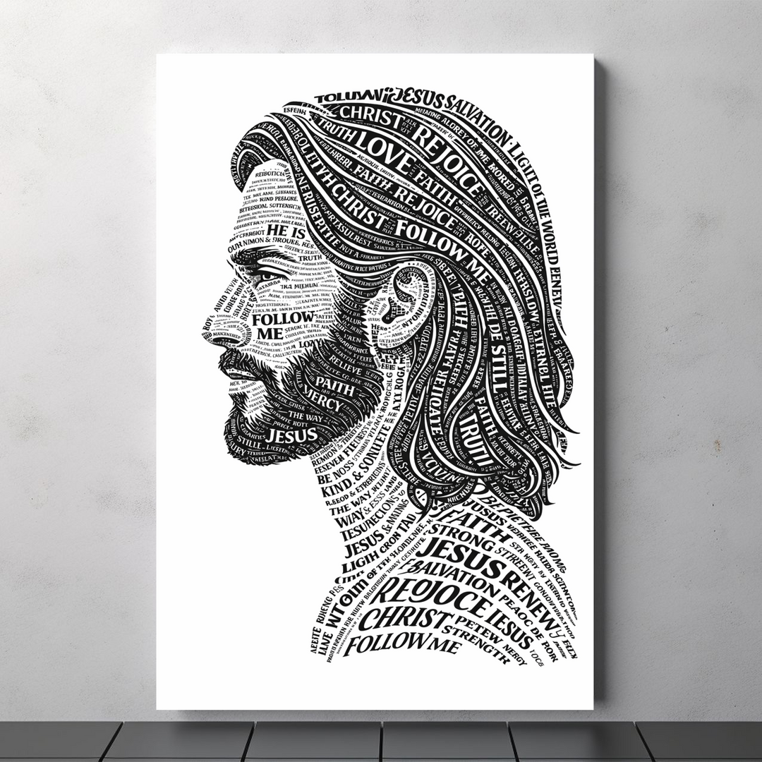 Jesus Typography Religious Canvas Art for Inspiring Spaces - Tailored Wall Expressions