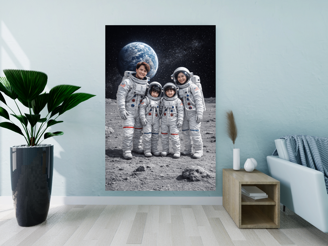Custom Family Astronaut Portrait Canvas