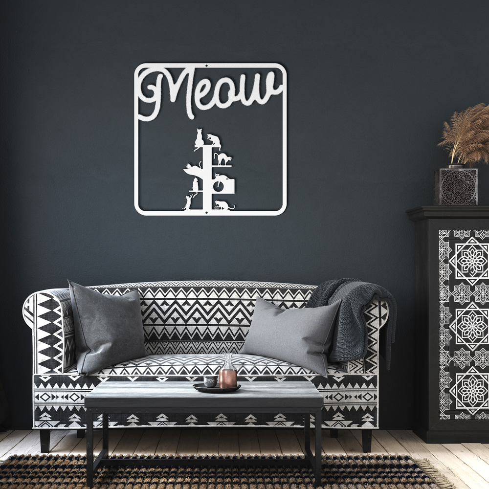 Metal Cat Climbing Wall Art - Elegant Home Decor - Tailored Wall Expressions