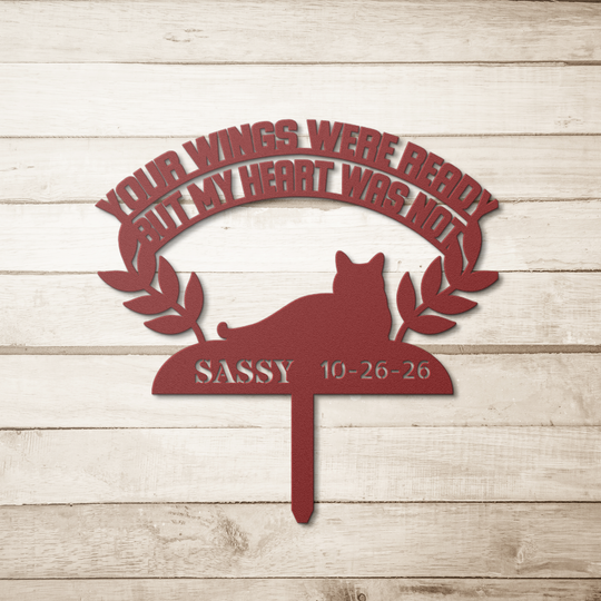 Personalized Cat Memorial Metal Sign – Wings Were Ready