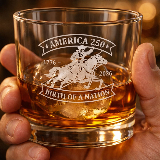 Engraved Whiskey Glass - America 250 Patriotic Gift