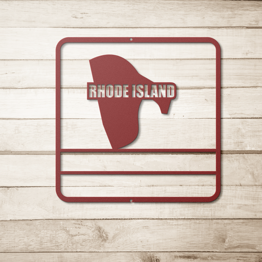 Die-Cut Metal Signs custom map of Rhode Island