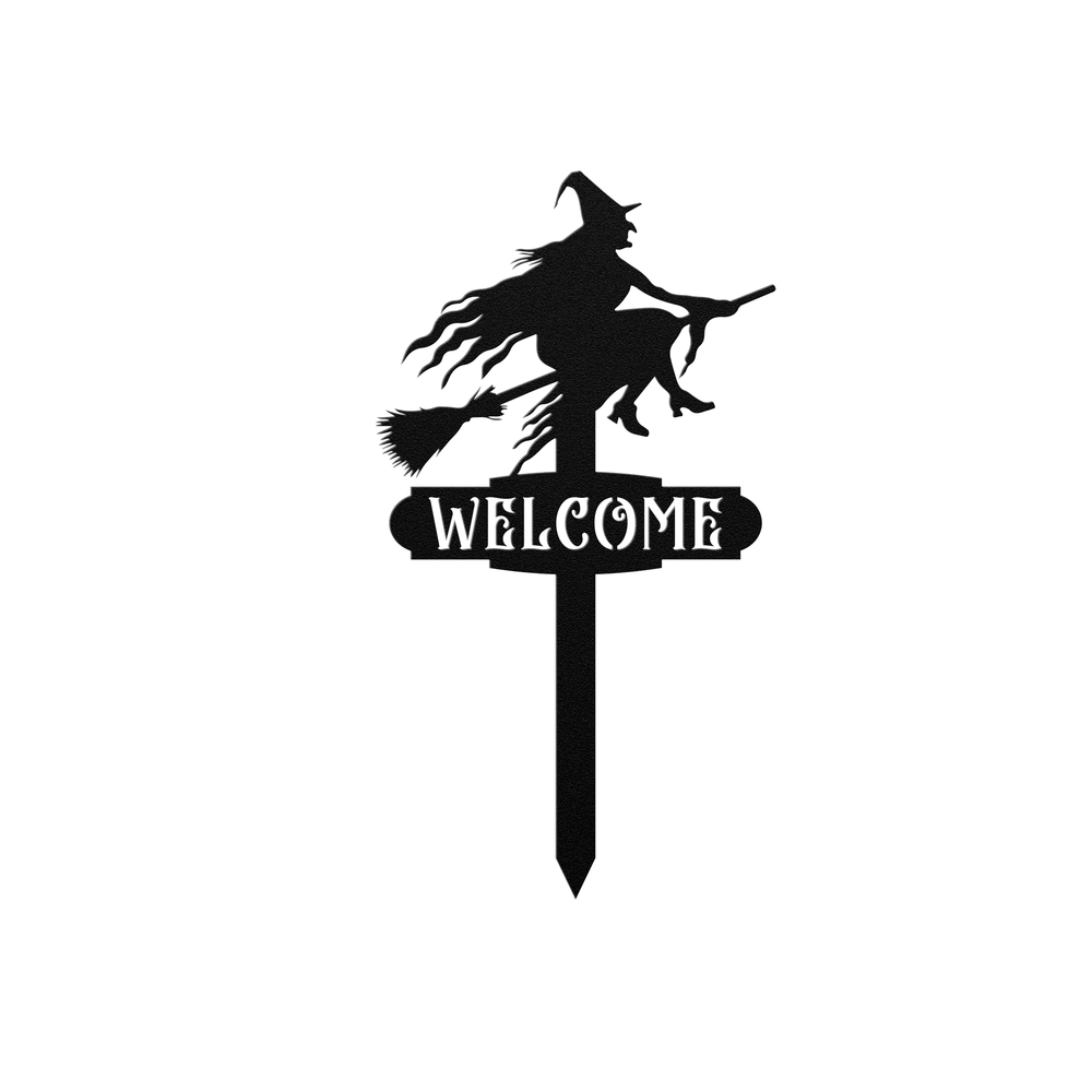 Halloween Witch Welcome Sign, Metal Yard Decor