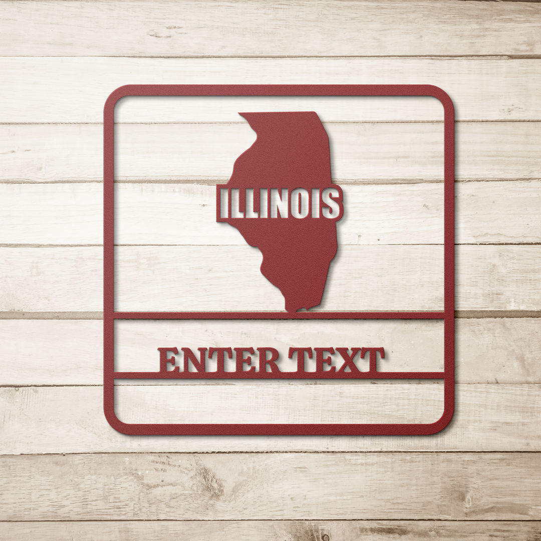 Die-Cut Metal Signs custom map of Illinois personalized