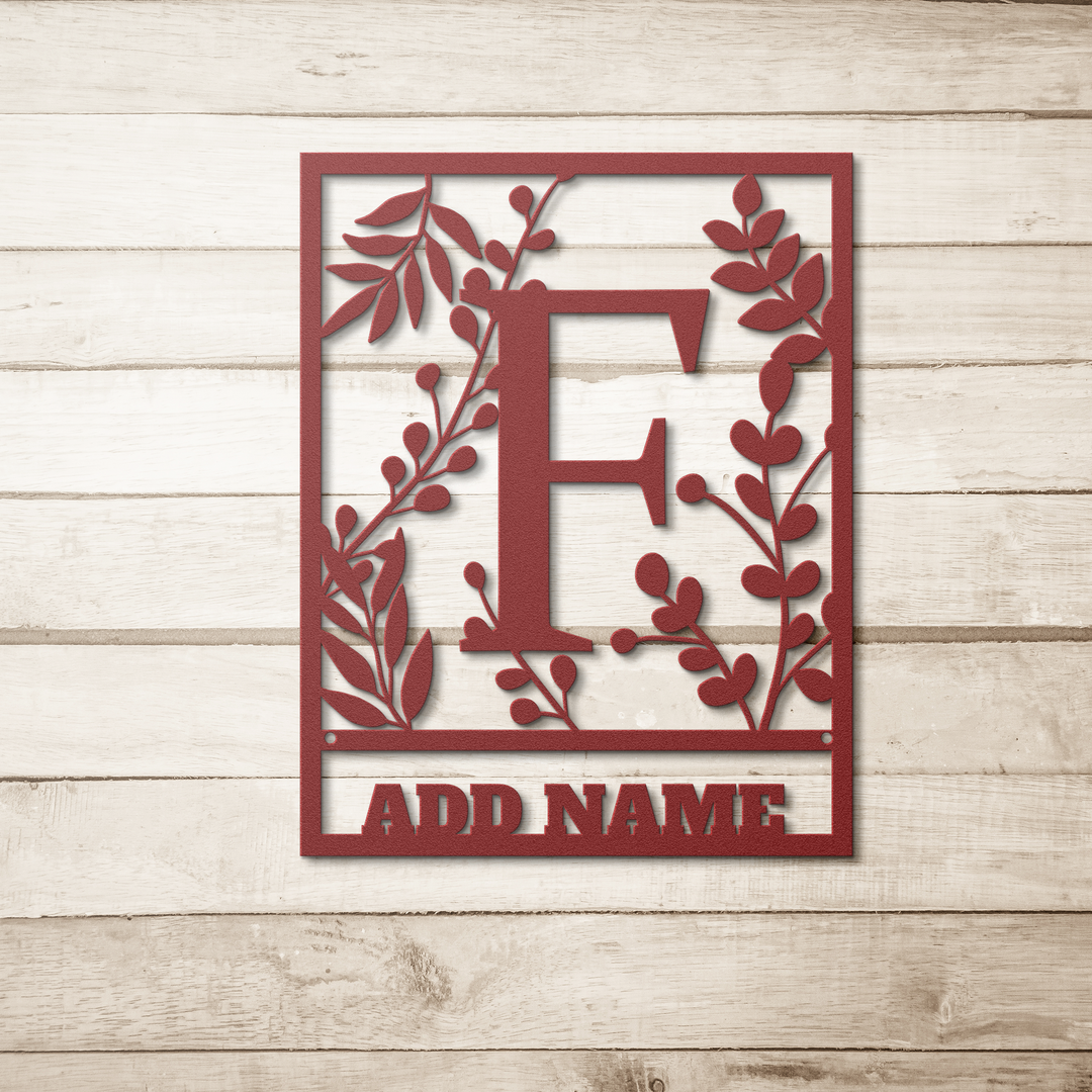 Die-Cut Metal Signs Floral monogram F