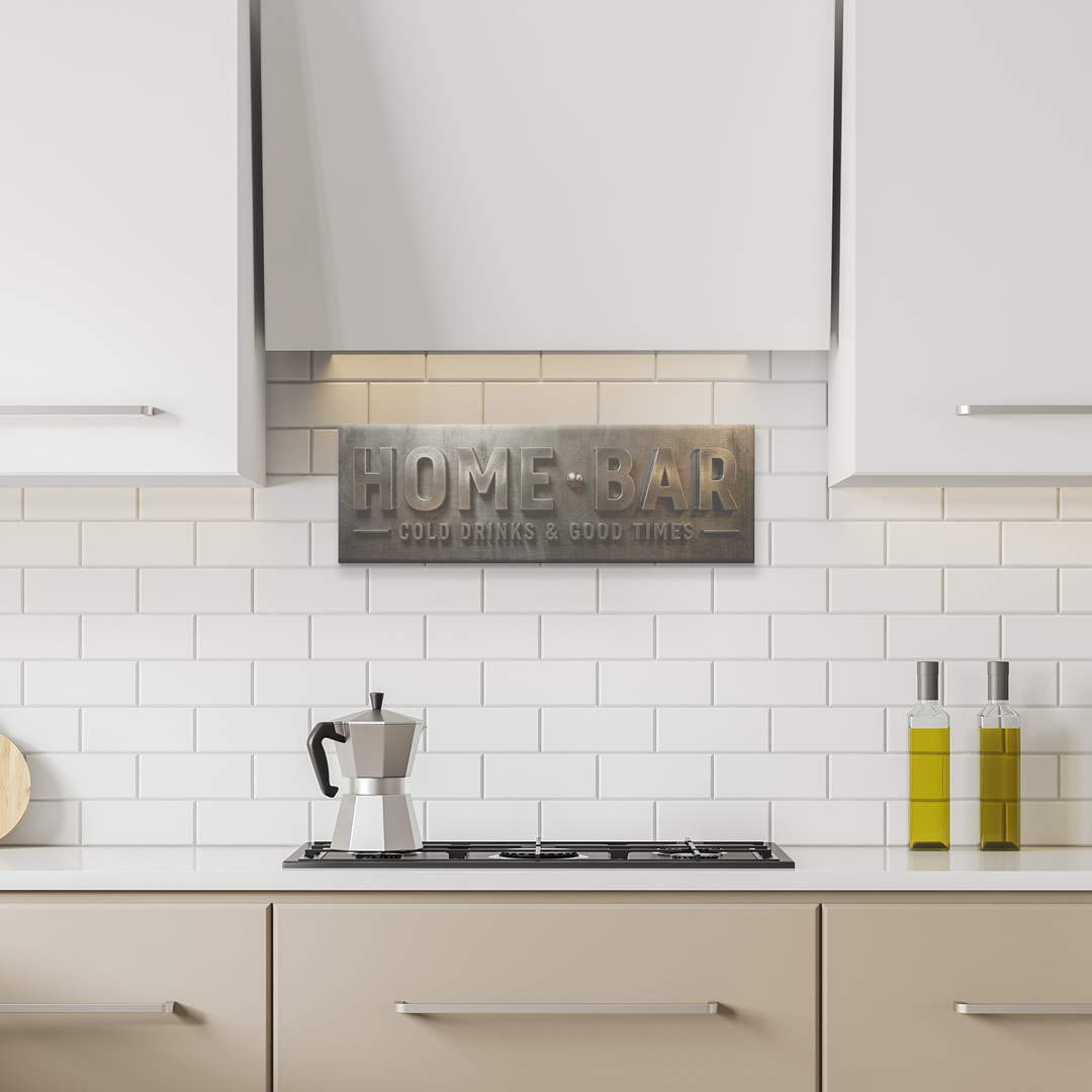 Home Bar Canvas Wall Art, Cold Drinks &amp; Good Times