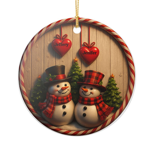 Personalized Snowman Ceramic Ornament - Festive Holiday Decor,3d effect