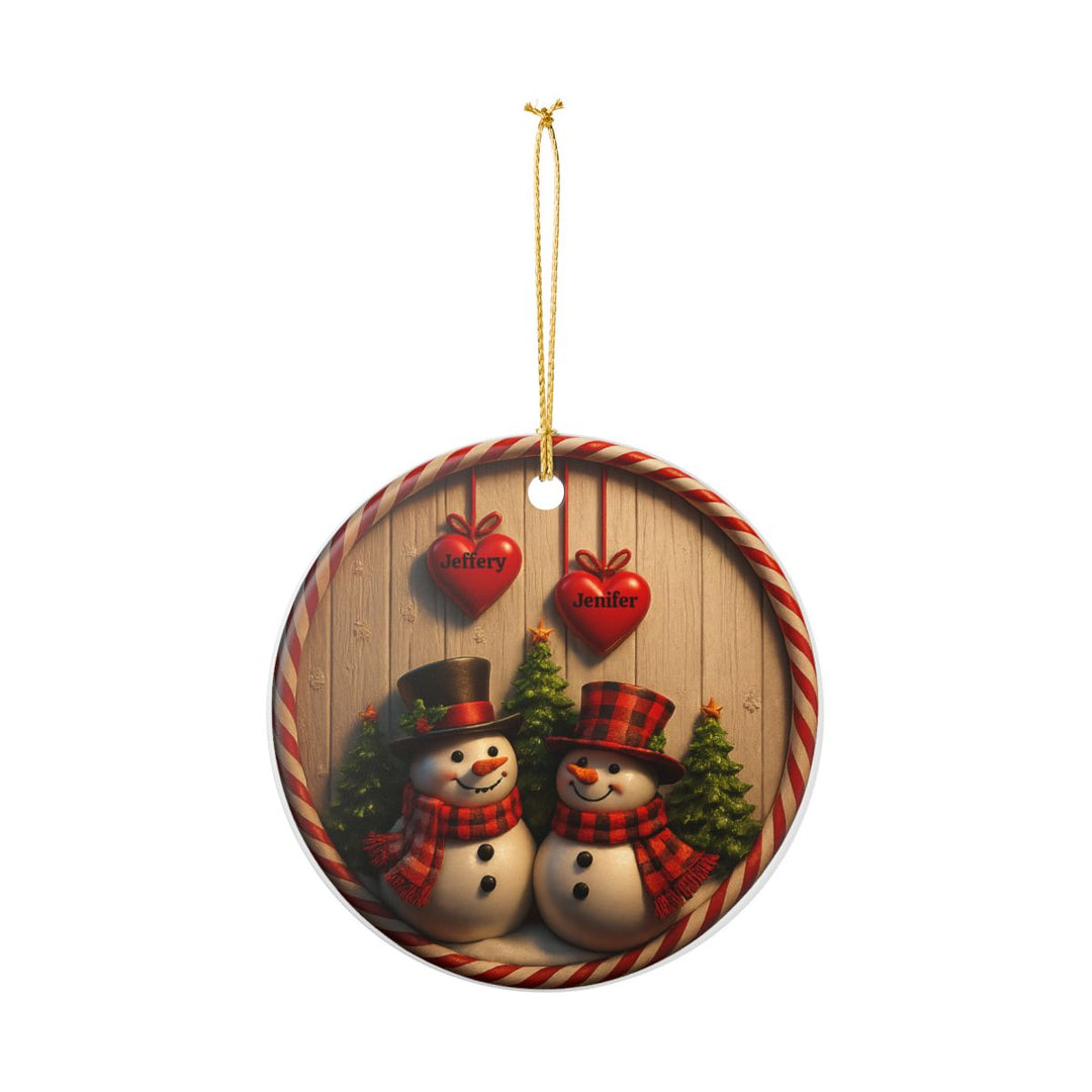 Personalized Snowman Ceramic Ornament - Festive Holiday Decor,3d effect