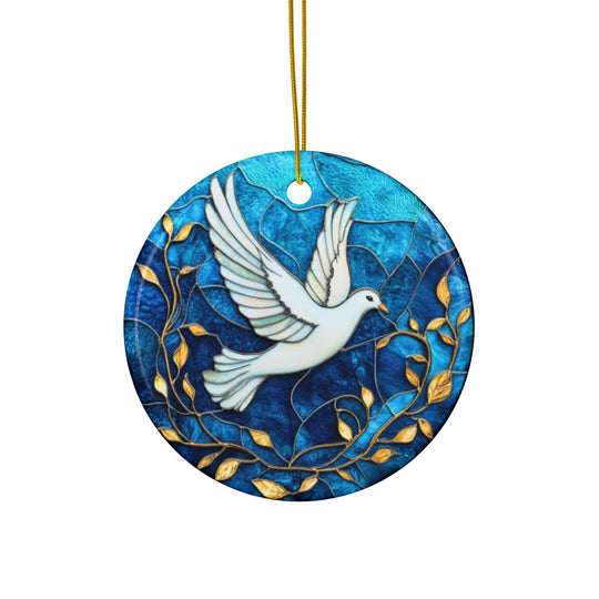 Faux Stained Glass Christmas Tree Ceramic Ornament