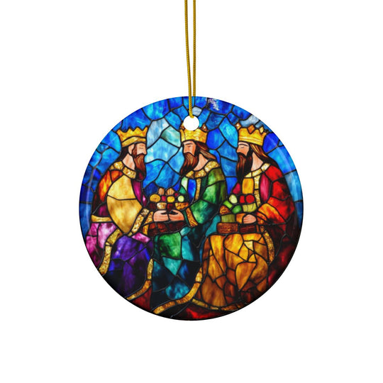 Faux Stained Glass Christmas Tree Ceramic Ornament