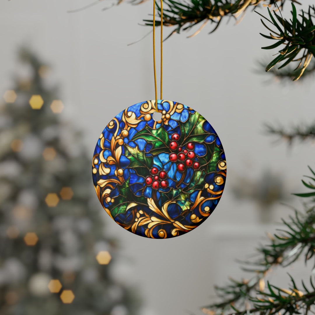 Faux Stained Glass Christmas Tree Ceramic Ornament