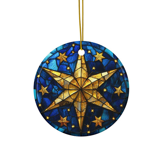 Faux Stained Glass Christmas Tree Ceramic Ornament