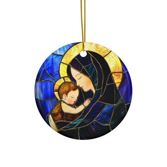 Faux Stained Glass Christmas Tree Ceramic Ornament