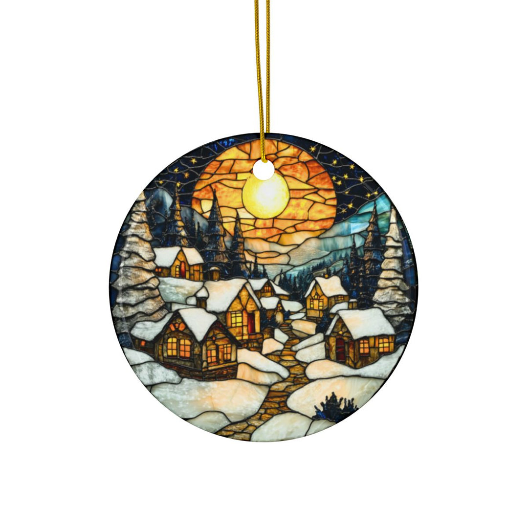 Faux Stained Glass Christmas Tree Ceramic Ornament