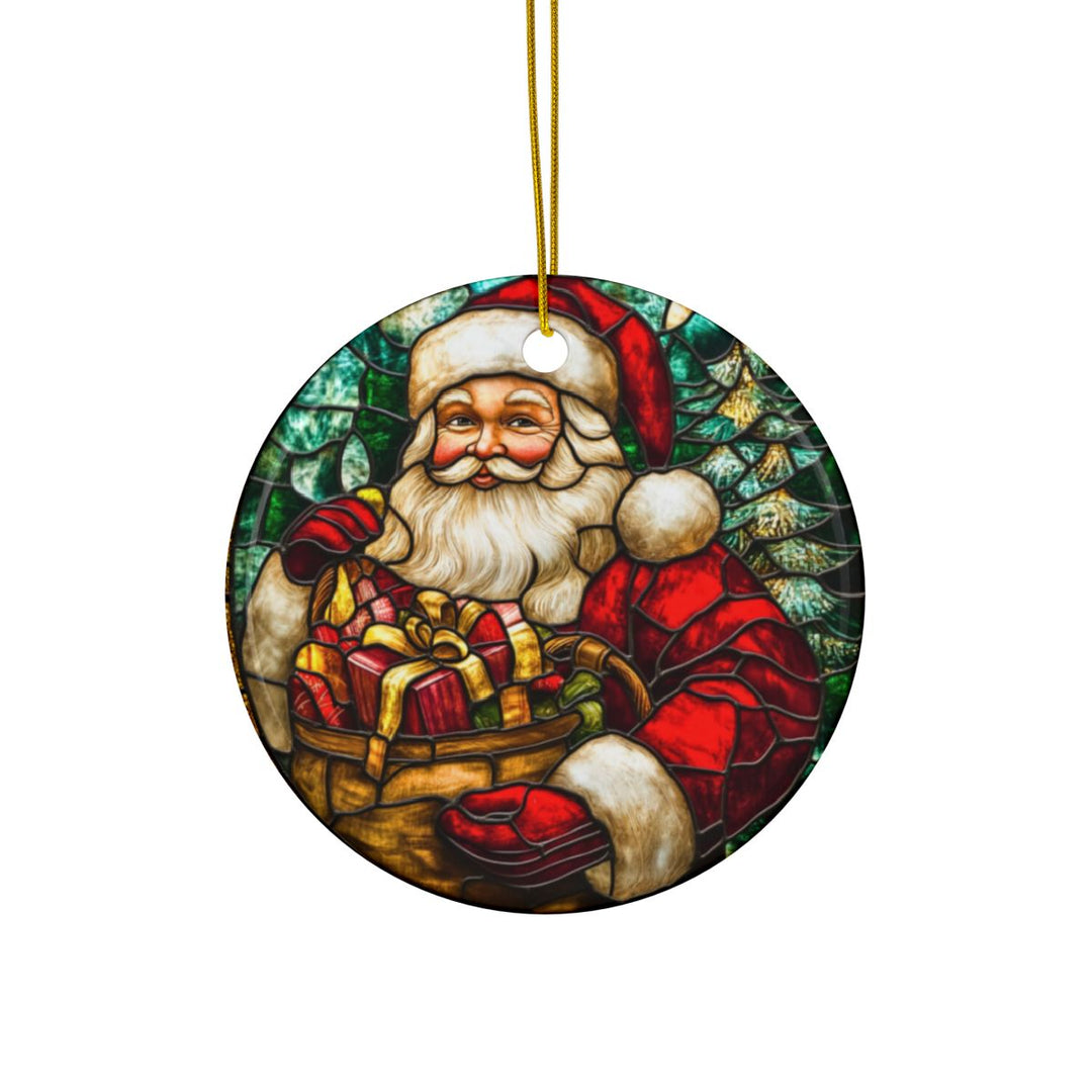 Faux Stained Glass Christmas Tree Ceramic Ornament