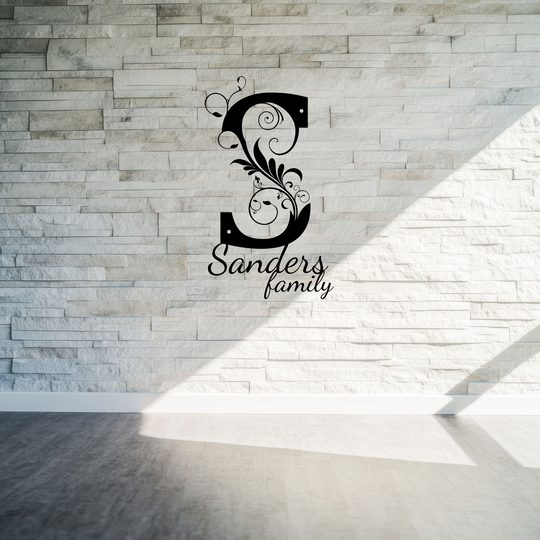 S monogram Personalized Metal Sign - Family Name Wall Art