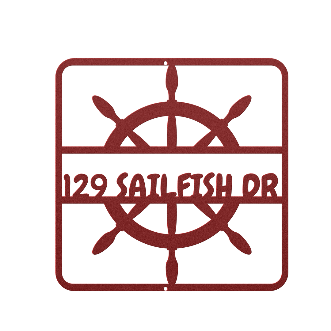 Custom Metal Address Sign - Nautical Outdoor Decor