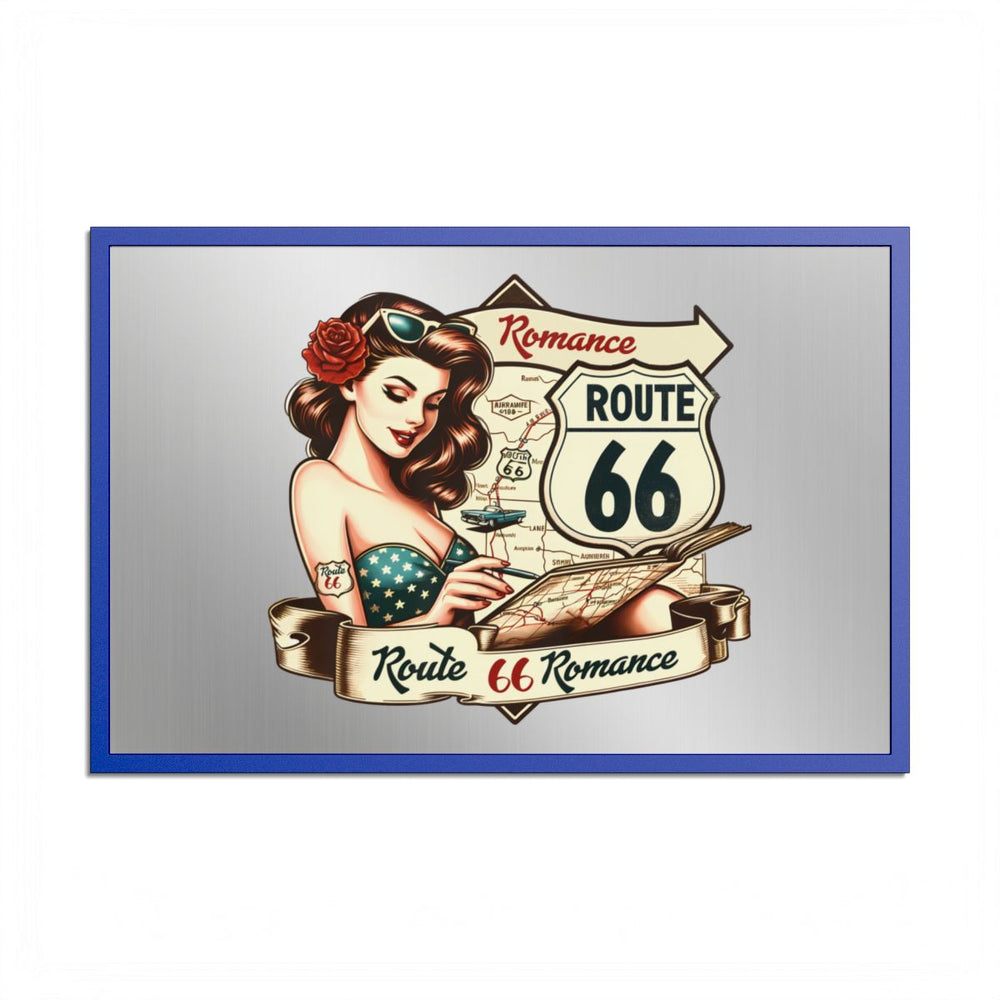 Route 66 Romance Art Print, Vintage Retro Decor, American Road Trip Poster, Framed & Ready to Hang, Unique Gift for Travelers, Fine Art Print Made in USA