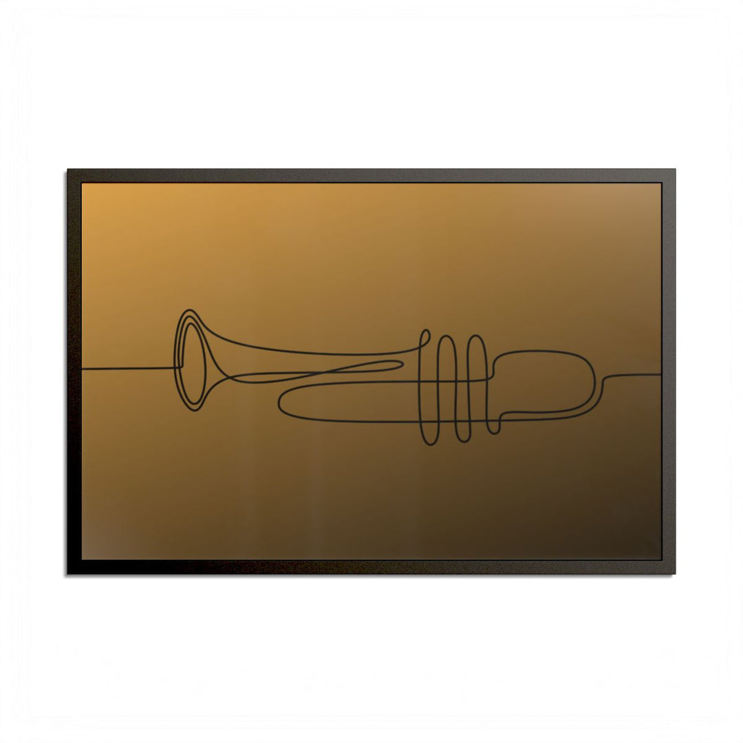 Minimalist Trumpet Wall Art in a Framed Gold-Toned Print