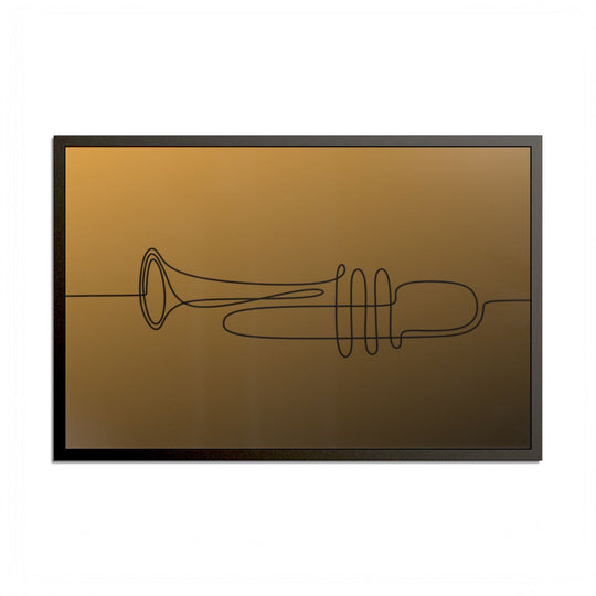 Minimalist Trumpet Wall Art in a Framed Gold-Toned Print