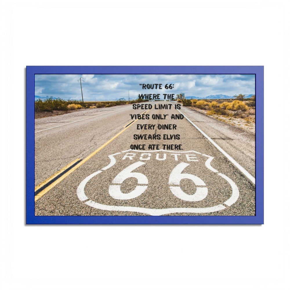 Framed Route 66 Road Trip Wall Art with Funny Travel Quote