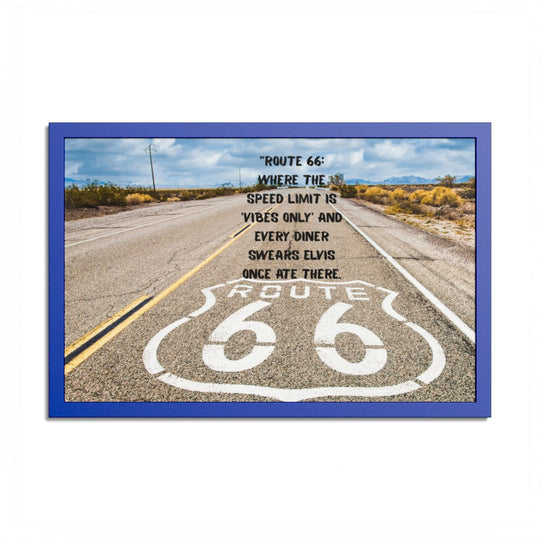 Framed Route 66 Road Trip Wall Art with Funny Travel Quote
