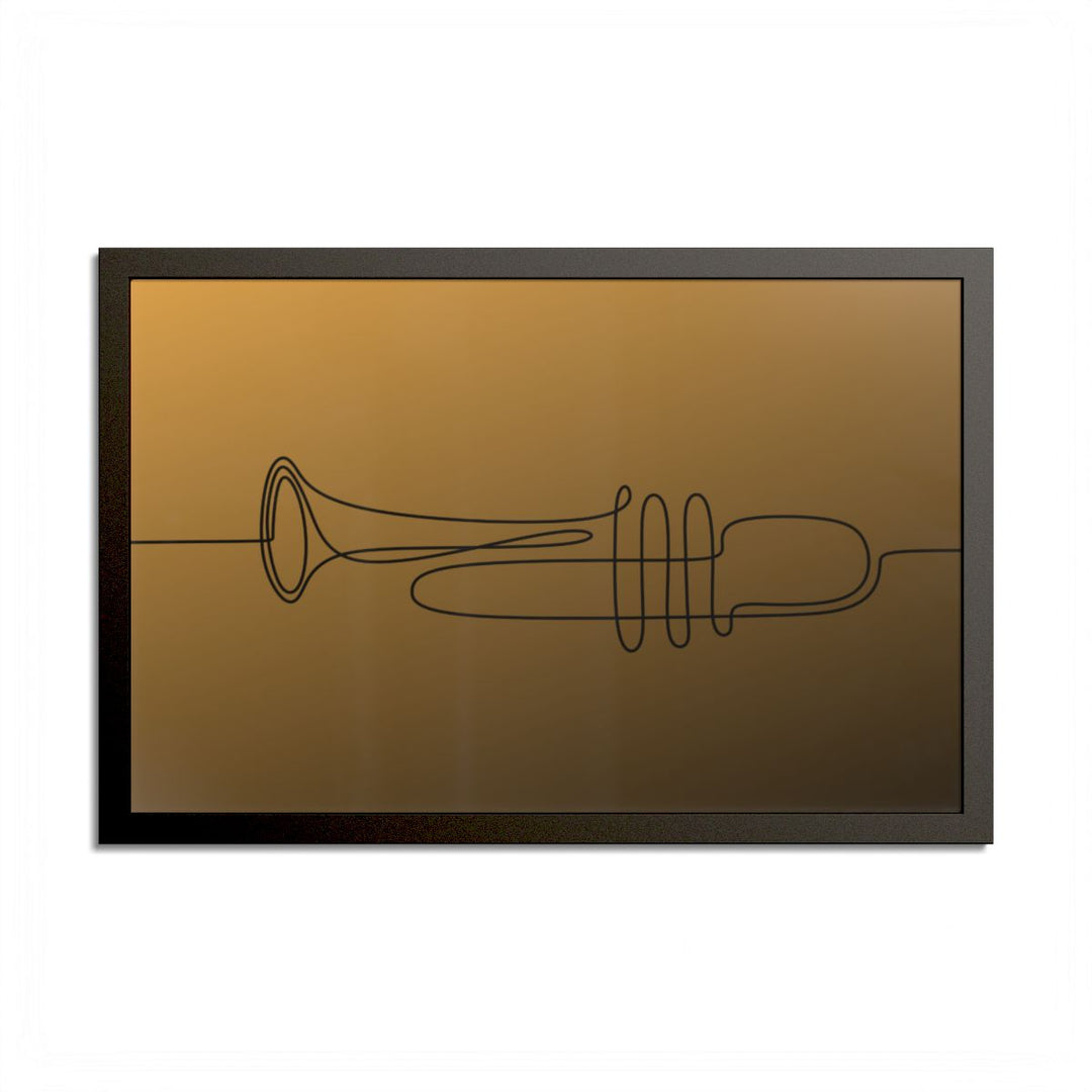 Minimalist Trumpet Wall Art in a Framed Gold-Toned Print